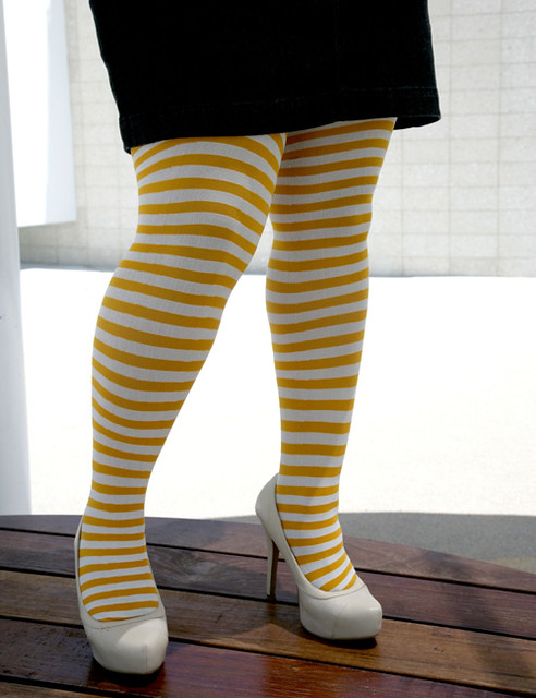 White Plus Sized Striped Tights. | Gold and white striped ti… | Flickr