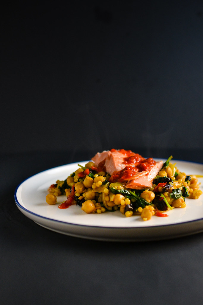 Spicy Salmon with Israeli Couscous and Chickpeas | Things I Made Today