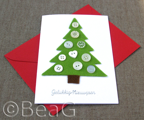 Happy New Year Card  * Christmas tree made of felt 