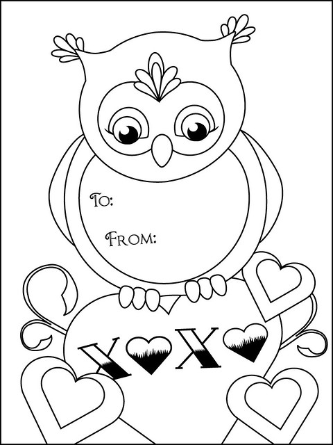 Coloring Valentine Owls Coloring Pages
