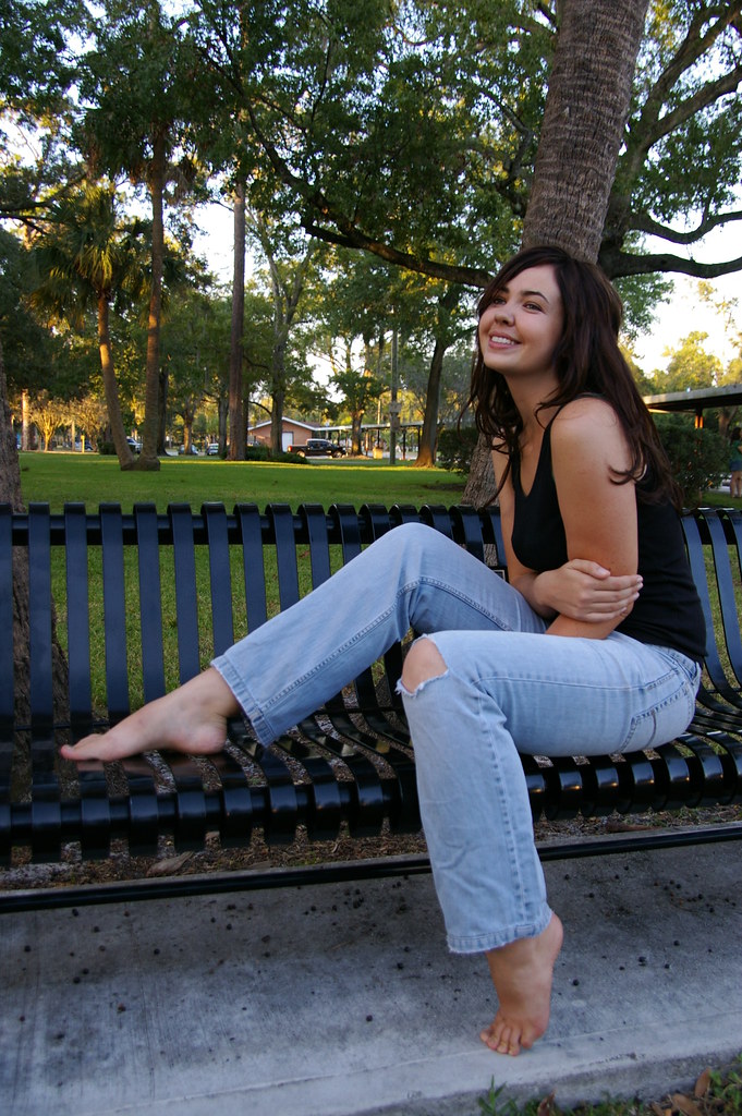 Jeans Barefoot Girl Portrait