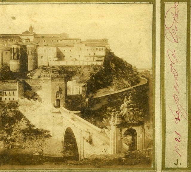 Puente de Alcántara en 1856. Fotografía estereoscópica (detalle) de Joseph Carpentier