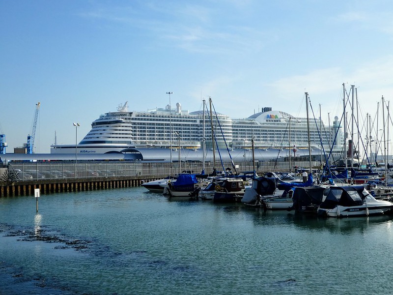 Southampton Marina with Cruise Terminal Behind