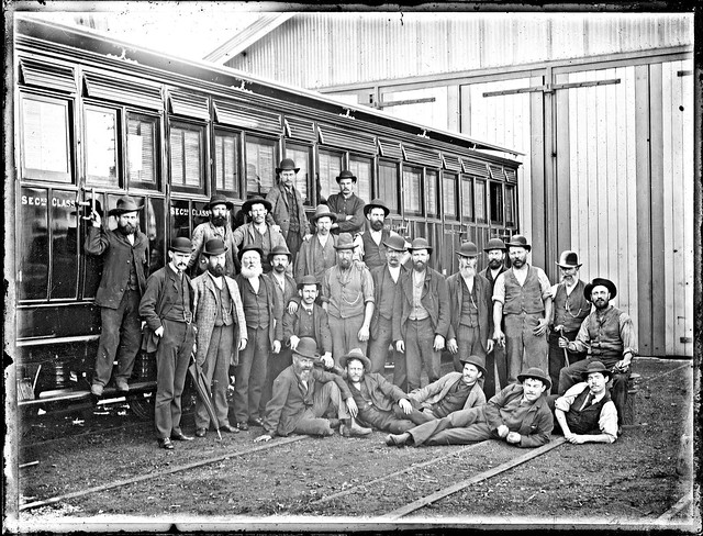 Carriage builders, Honeysuckle railway sheds, Newcastle, NSW, April 