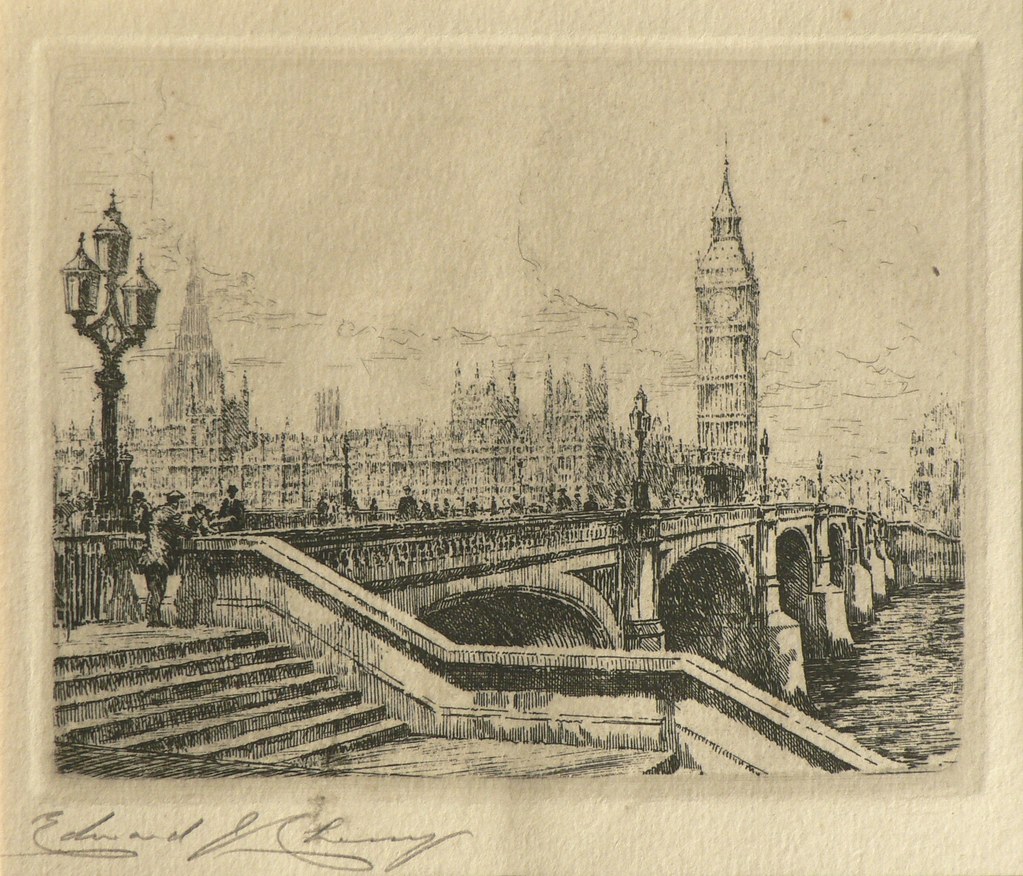 Signed etching by Edward J Cherry of Westminster