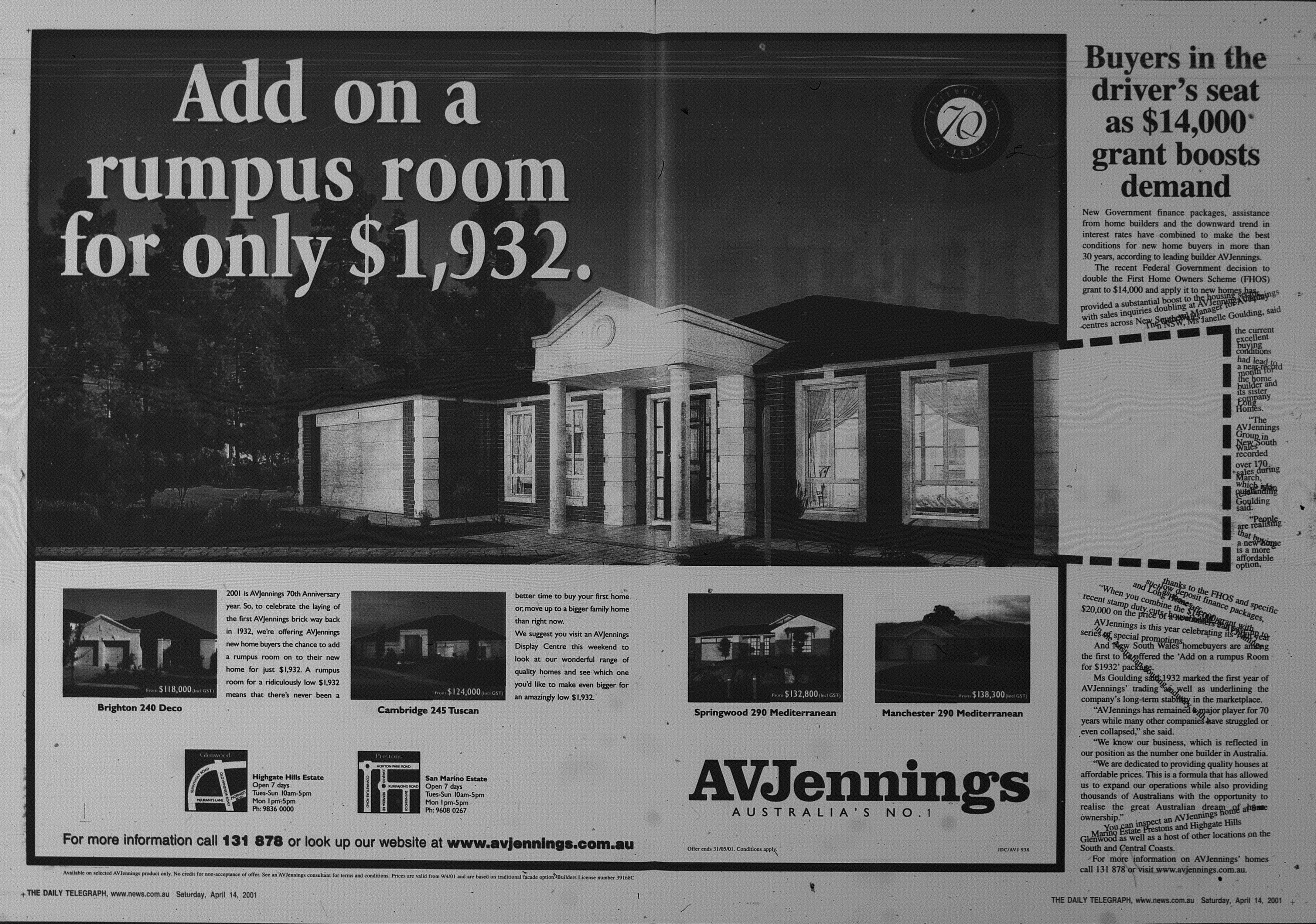 AVJennings April 14 2001 daily telegraph page unknown