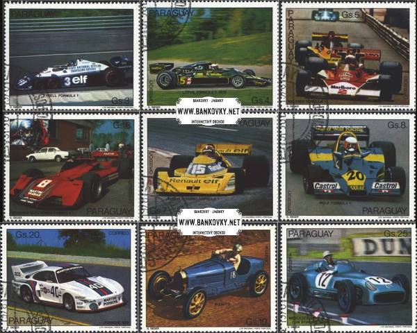 Známky Paraguay 1978 Závodné autá, razítkovaná séria