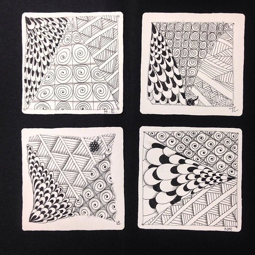 "Introduction to Zentangle" student tiles