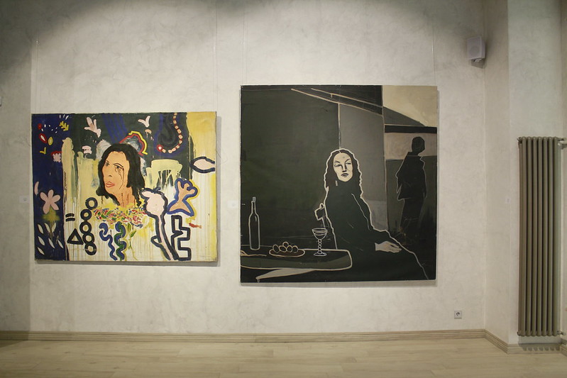 Untitled (left) acrylic on canvas 1985 / Office (right) acrylic on canvas 2015