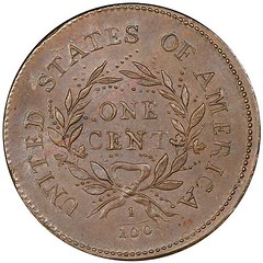 1793 Wreath Cent reverse