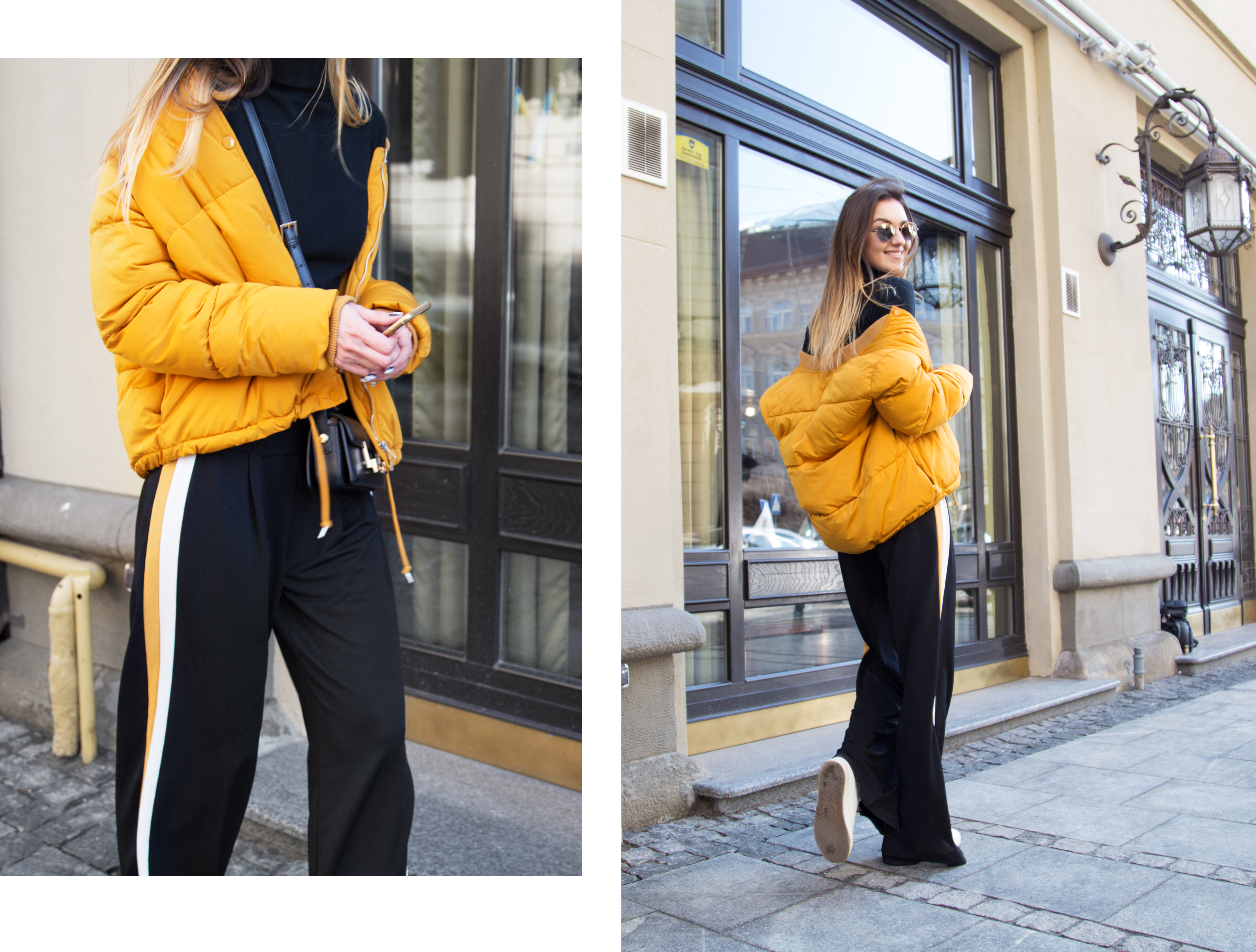 outfit-puffer-jacket-mustard-track-pants