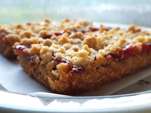 We made yummy raspberry bars. Come and have a piece with your drinks today!