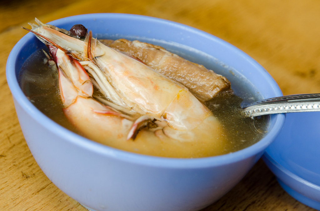 Chinese wine soup prawn