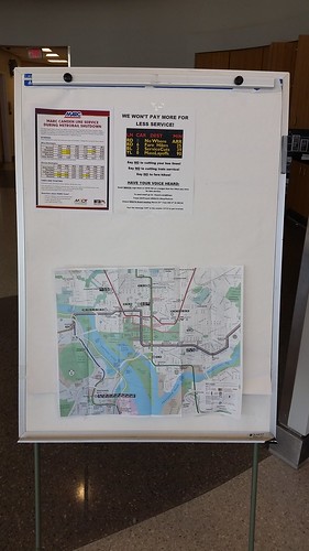 Information board with flyers at the Silver Spring Transit Center