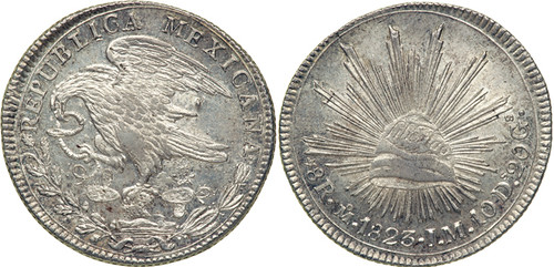 1823 - Mexico_1823Mo_8_reales_rev_Goldberg_46-11212