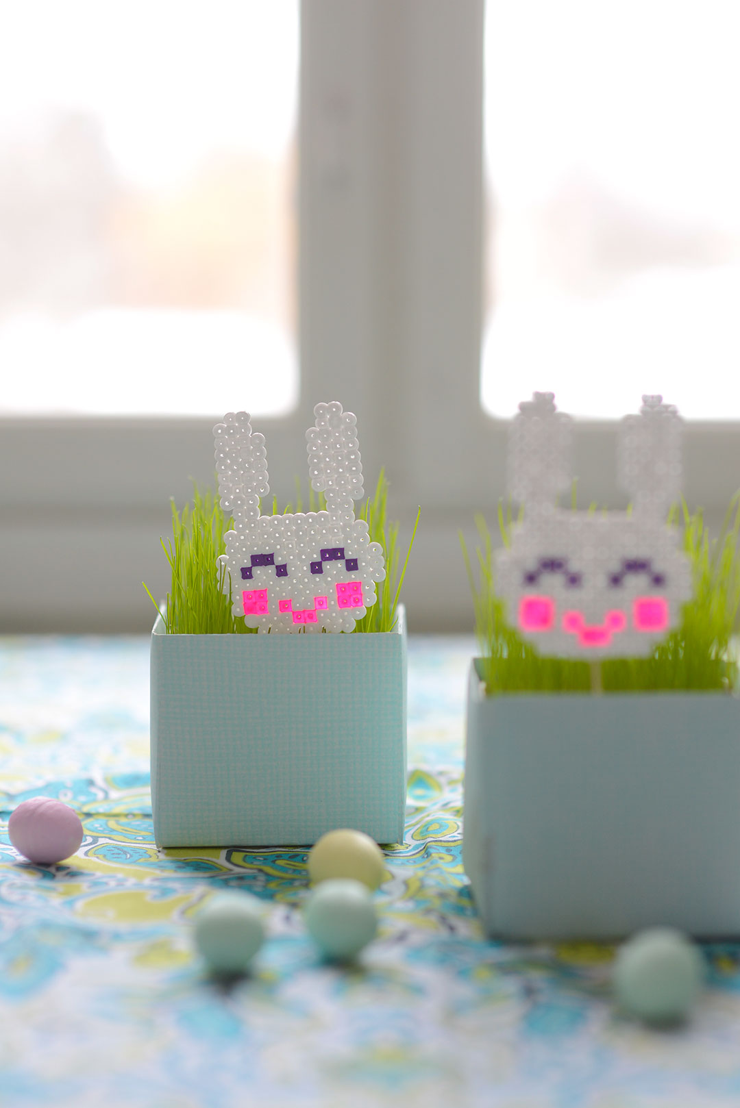 Cute Hama bead bunnies for Easter