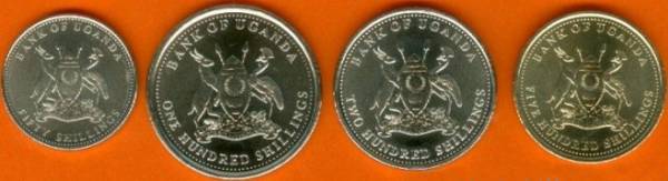 Uganda 50-100-200-500 Shillings 2003-2008 UNC