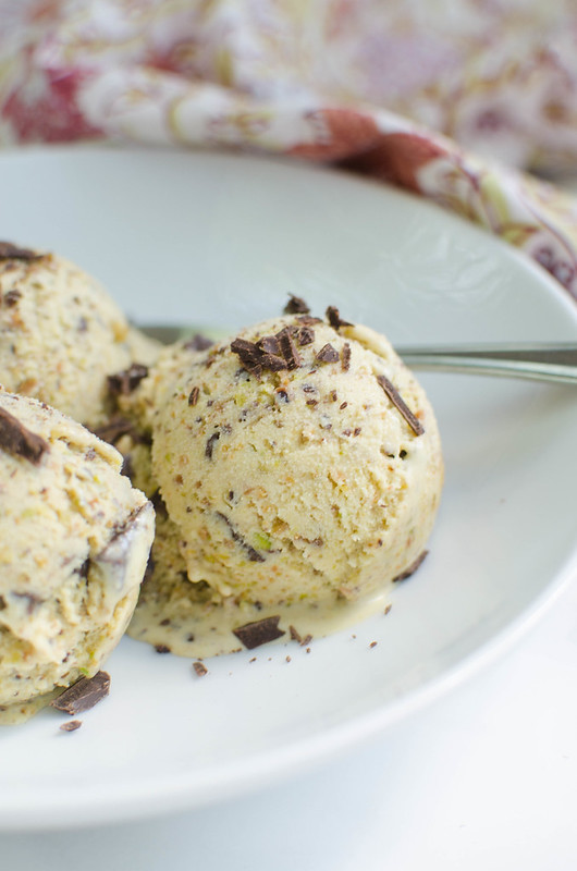 Pistachio Ice Cream with Chocolate Chunks - the most delicious pistachio ice cream!