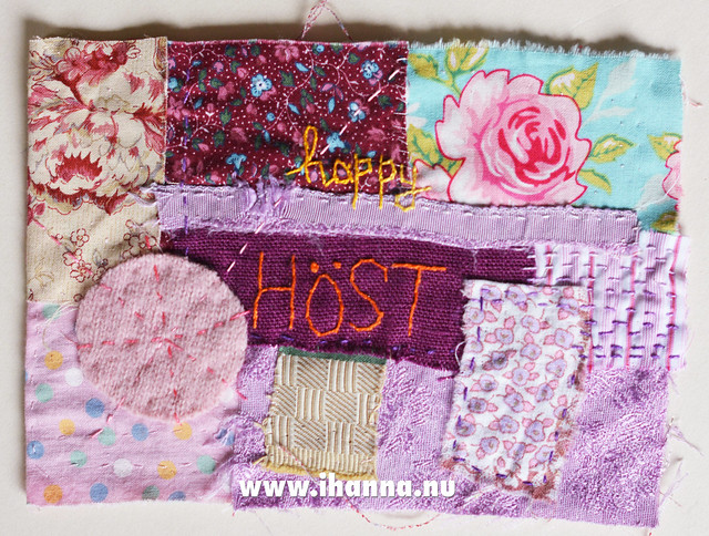 Fabric Postcard: Purple and warm by iHanna, Sweden #textilecollage #postcard