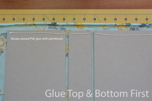 24. Use PVA glue to secure top of book cloth to the book boards.