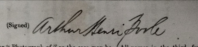 Arthur Henri Poole's signature