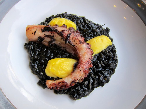 octopus, saffron aioli, black rice