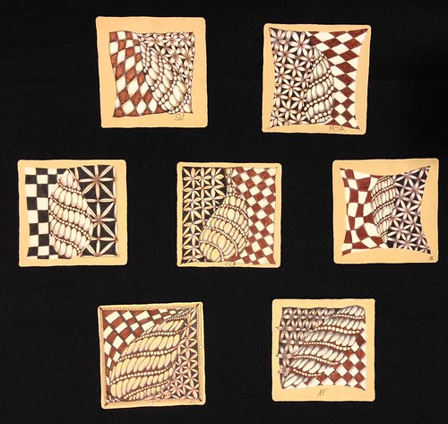 "Introduction to Zentangle Renaissance" student tiles