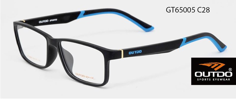 《名家眼鏡》OUTDO 黑配藍雙色方框運動款光學膠框GT65005 C28【台南成大店】
