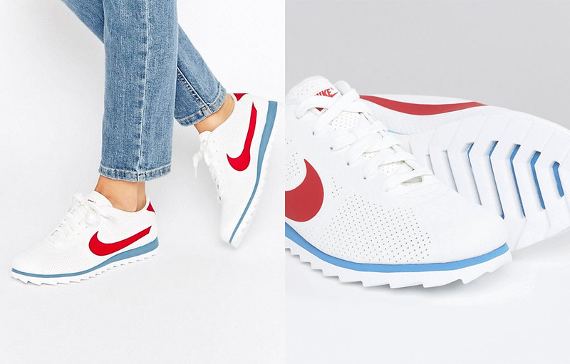 Capsule Wardrobe Pieces - 16 Classic White Sneakers to Shop Nike Cortez Ultra Moire Trainers in Perforated Varsity Red And Blue