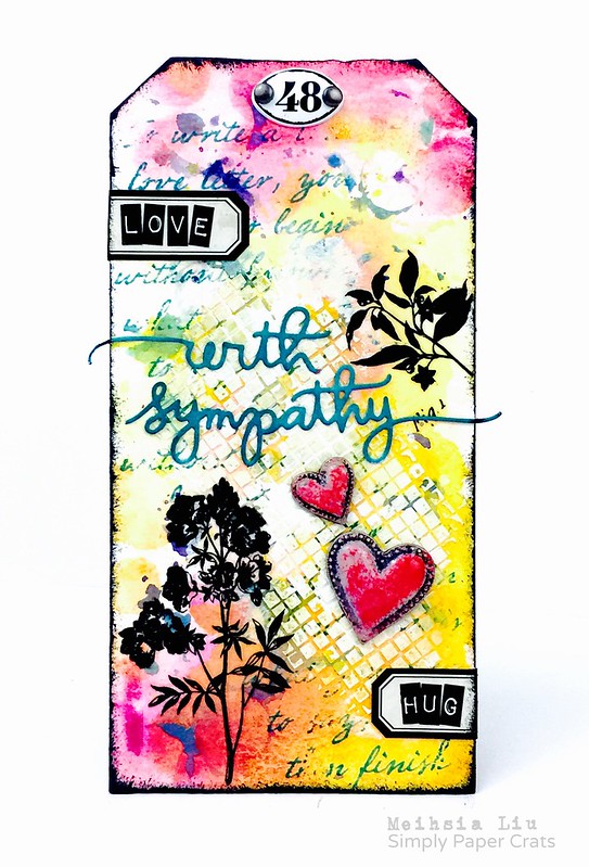 Meihsia Liu Simply Paper Crafts Mixed Media Tag Sympathy Simon Says Stamp Tim Holtz