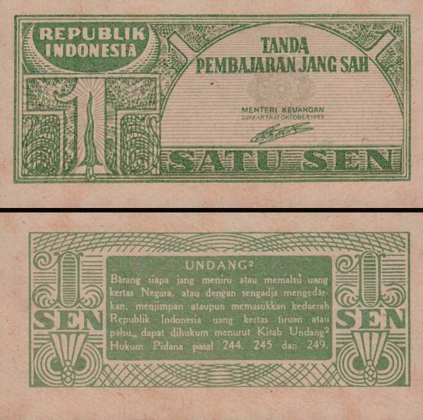 1 Sen Indonézia 1945, P13