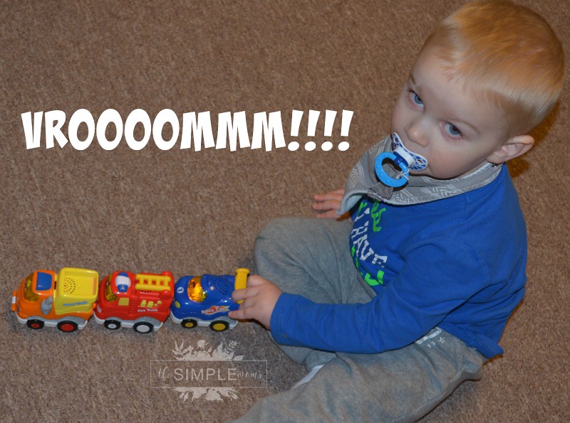 Go! Go! Smart Wheels Press and Race vehicles on The SIMPLE Moms