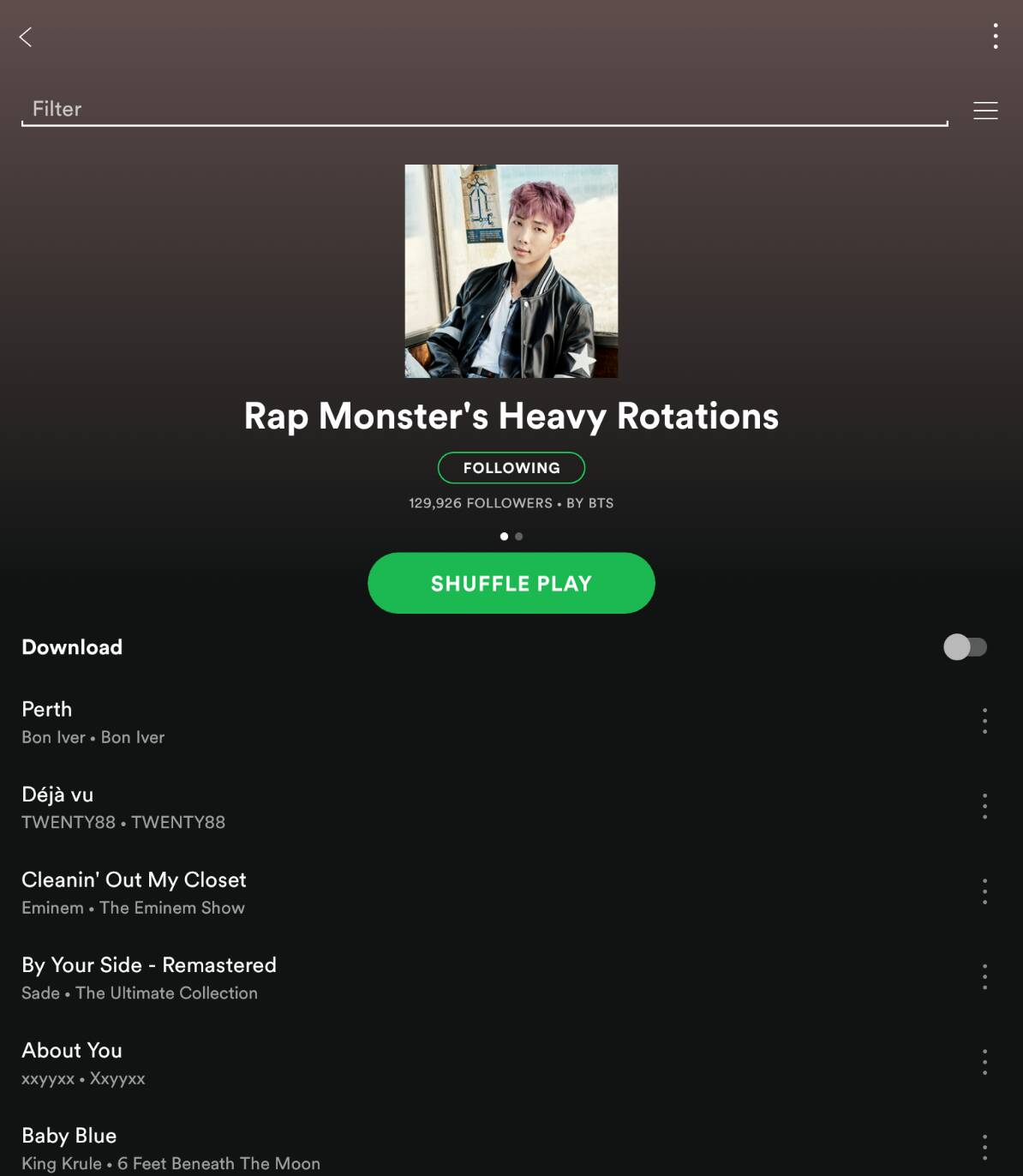 [Link] BTS Playlist on Spotify.