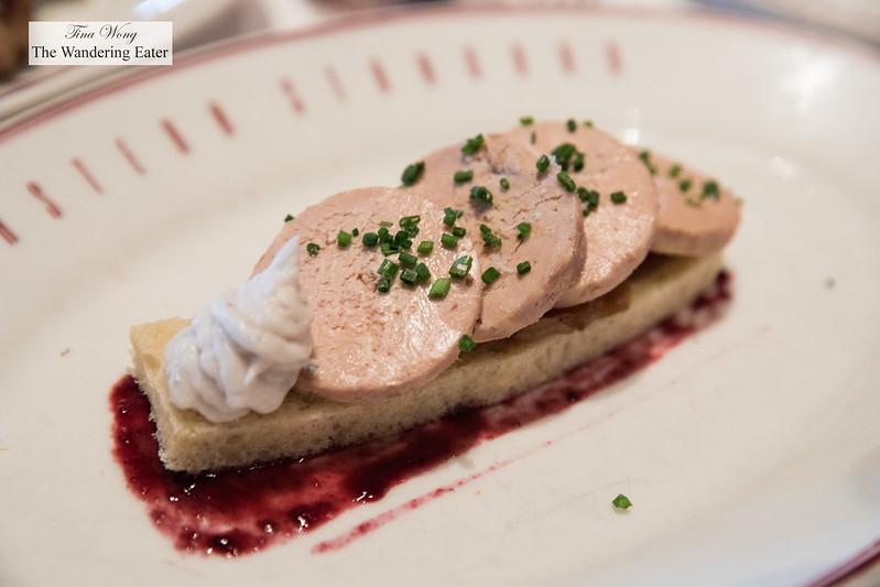 Foie gras torchon, Lardo, Blackberry Vinaigrette