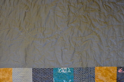 Completed hand-quilting, from the back