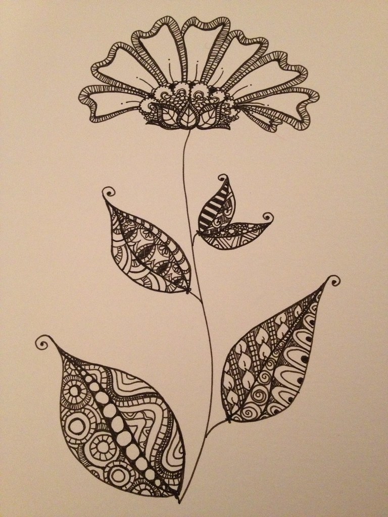 Zentangle doodle flower with leaves | Zentangle doodle flowe… | Flickr