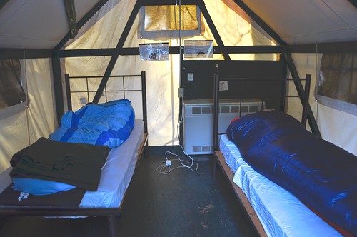 Inside the Camp Curry Platform Tents with Heater