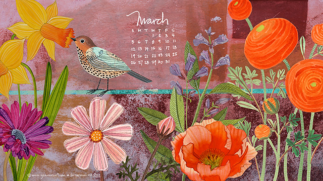 March 2017 desktop calendar