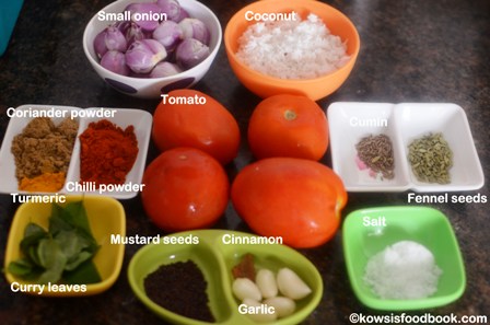 Ingredients for thakkali kuzhambu