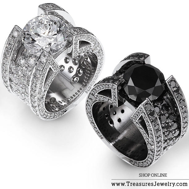 MEns-Diamond-ring-Custom-Black-White-Dia mond-Charm-Treasures-Jewelry ...