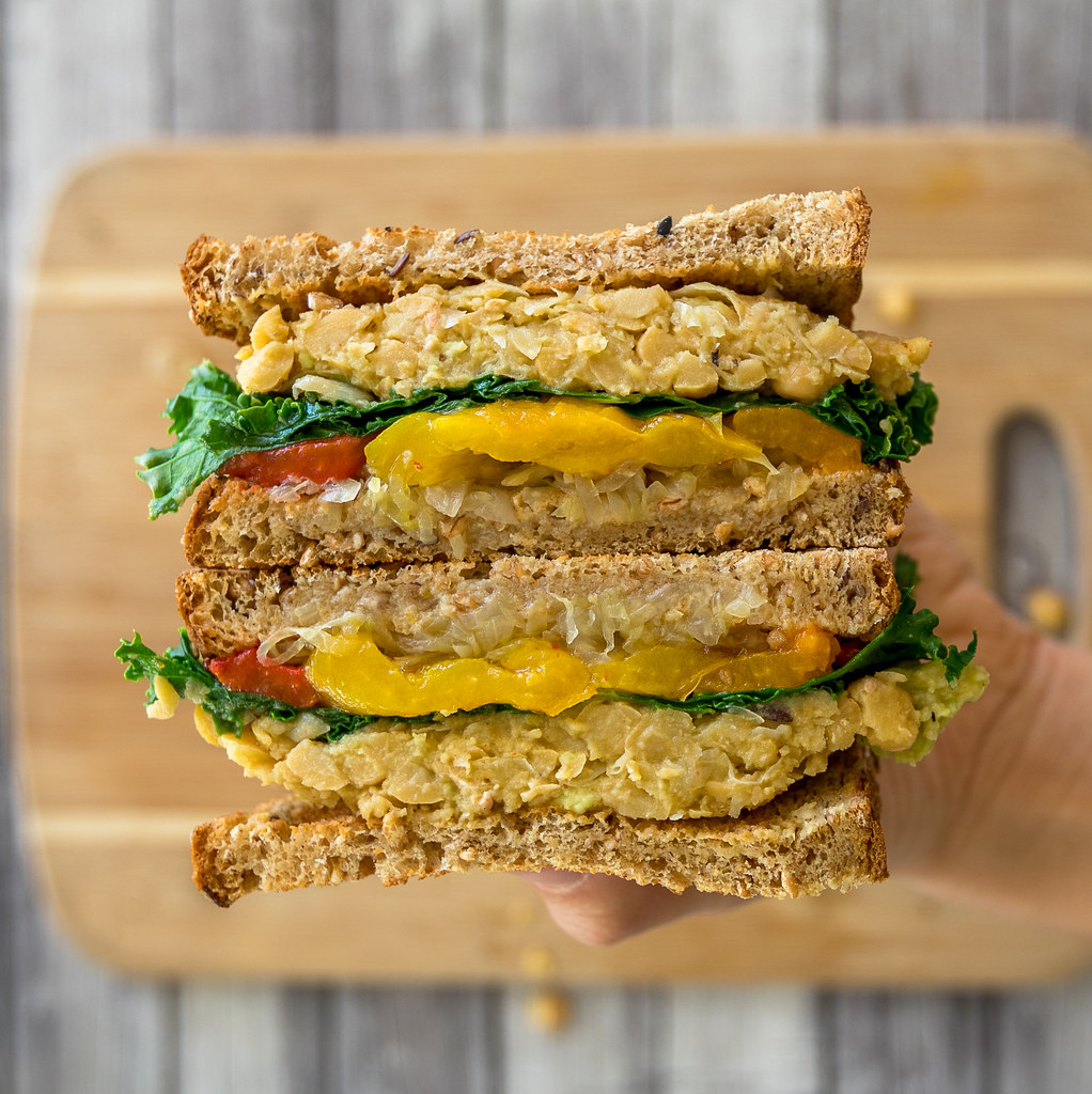 Avocado Chickpea Sandwich w/ Marinated Peppers | What A Vegan Couple Eats In Day + Recipes! sweetsimplevegan.com #vegan #recipes #vegancouple #whatveganseat