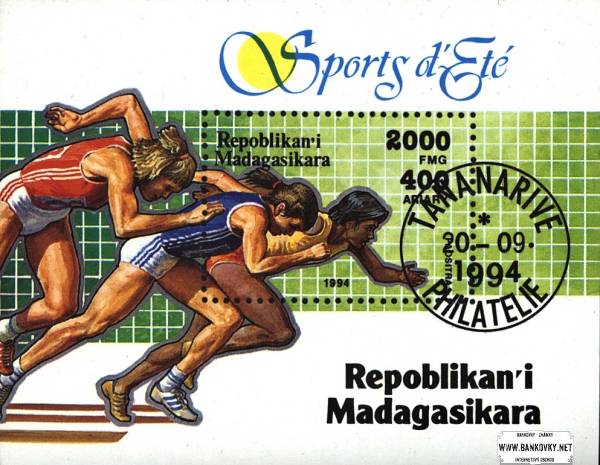 Známky Madagaskar 1994 Olympijské športy, razítkovaný hárček