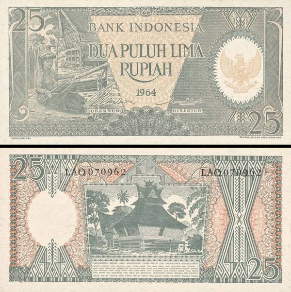 25 Rupií Indonézia 1964, P95a