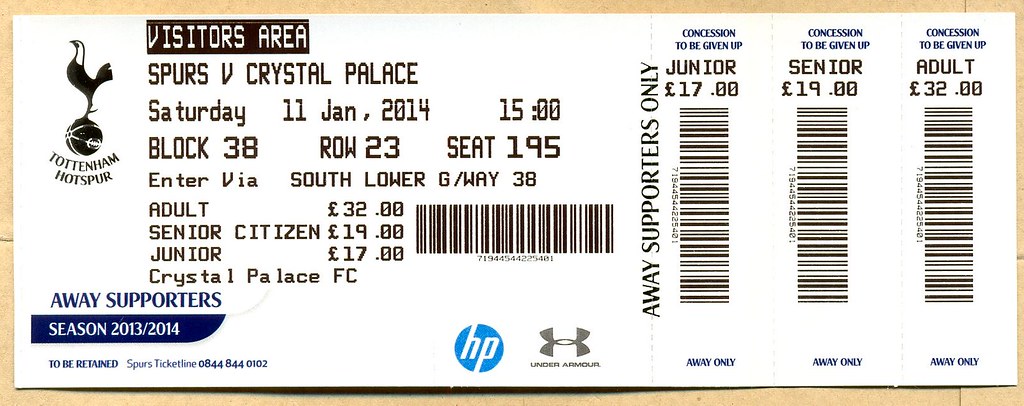 Tottenham Hotspur v Crystal Palace match ticket (2014) | Flickr
