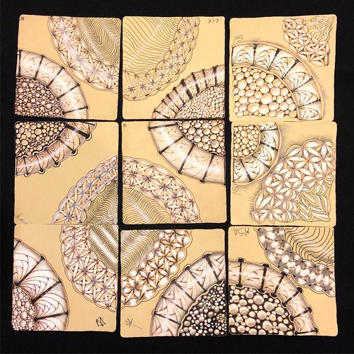"Introduction to Zentangle Renaissance" class tiles