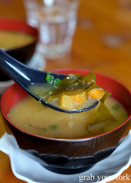 Miso soup at Masaaki's Sushi in Geeveston, Tasmania