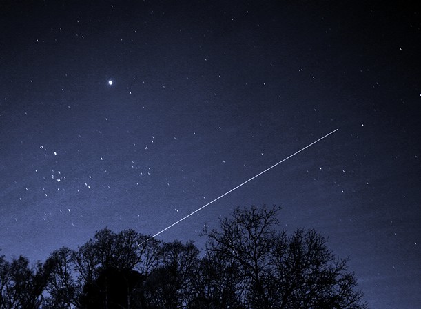 ISS under Jupiter and Taurus as seen from Staunton River State Park, Virginia