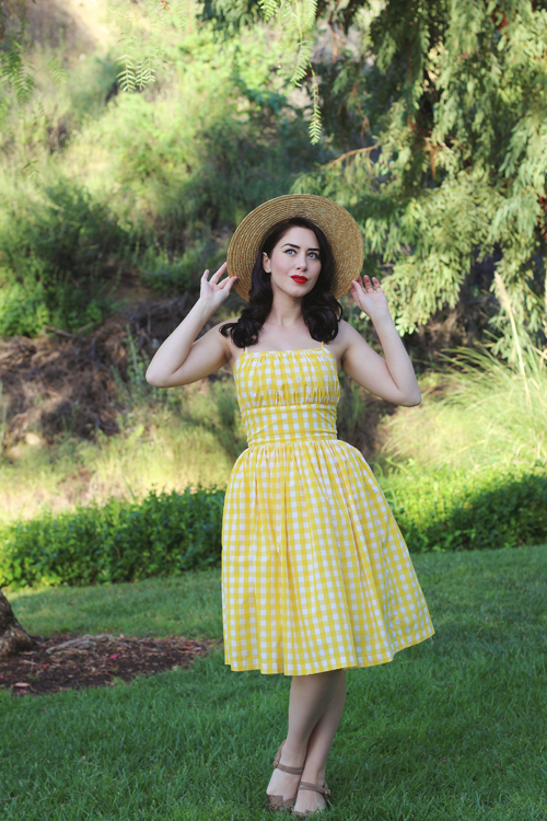 Hearts and Found Grace Dress Lemonade Stand in Yellow Checkered Gingham Print