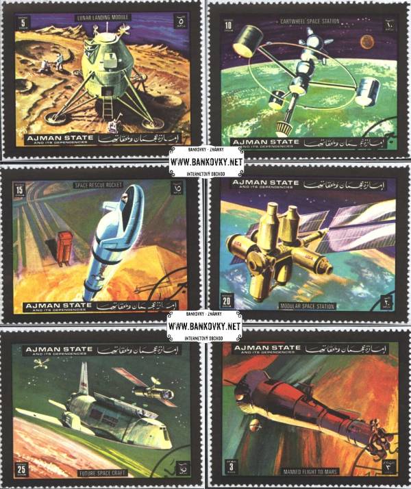 Známky Ajman 1971 Vesmírny výskum, razítkovaná séria