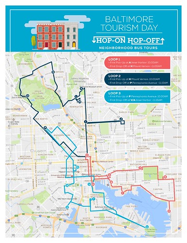 Baltimore Tourism Day, May 6th, 2017, route map